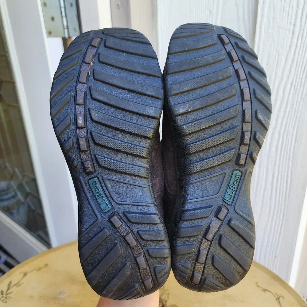 LL Bean US 7 Wide‎ Brown Suede Comfort Slip On Walking Casual Shoes Minimalist